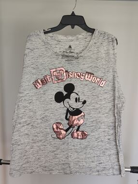 Disney Gray Tank with Metallic Pink Mickey & Walt Disney World Logo